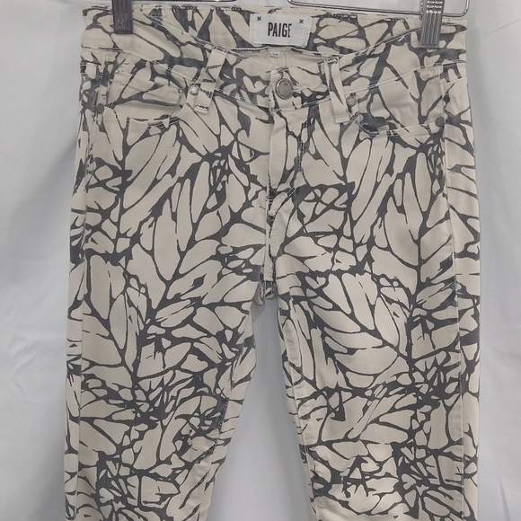 Paige Leaf Patterned Skyline Skinny Jeans Sz 26 - Picture 2 of 11
